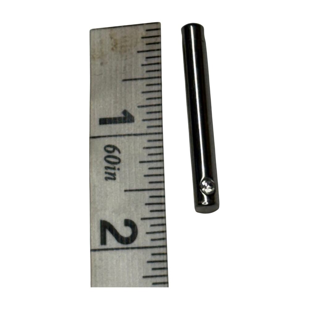 Black Rhinestone Bar Pendant Necklace Charm 1.5" - Picture 5 of 6